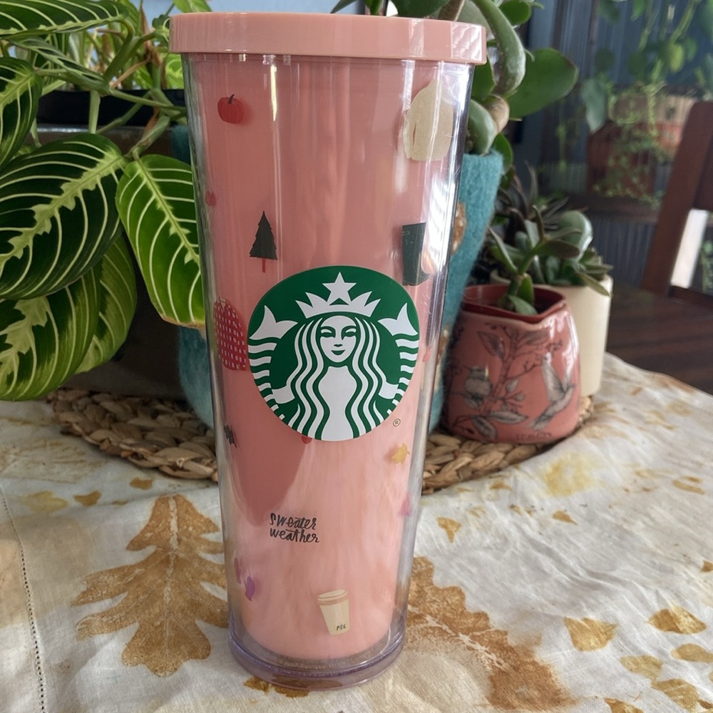 Starbucks Ban.do Stay Cozy Sweater Weather 24 oz Pink Tumbler Cup
